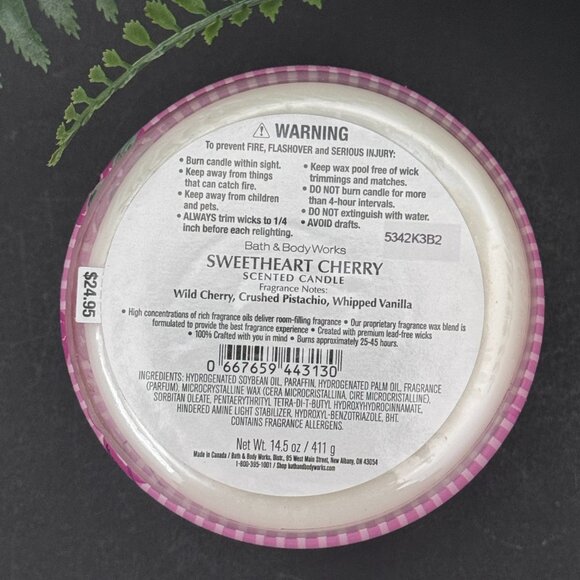 BBW Sweetheart Cherry Bath & Body Works 3 Wick Candle - Picture 10 of 10